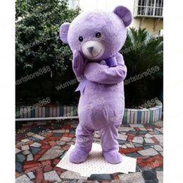 Halloween Purple Bear Mascot Costume Cartoon Theme Character Carnival Festival Fancy dress Adults Size Xmas Outdoor Advertising Outfit Suit