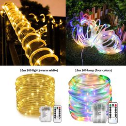 Strings LED Rope Tube Lights 33ft 100 Indoor Outdoor String Fairy Battery Powered Copper Wire With Remote