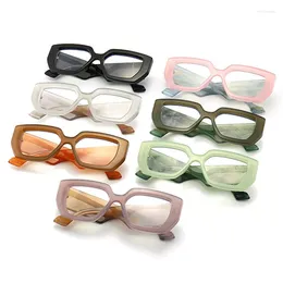 Sunglasses Frames Fashion Colorful Square Women Glasses Frame Clear Anti-Blu-Ray Spring Hinge Wide Legs Eyewear Men Optical Polygon Trending