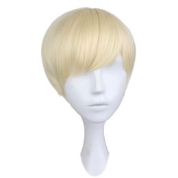 Golden Short Wigs Cover Unisex Handsome Fashion Wig Men Cosplay Wig