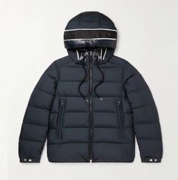 Men Black Short Down Jacket Nylon Designer Coat Puffer Detachable Hood Stand Collar Warm Outwear