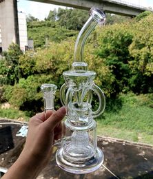 14 inch Clear Glass Water Pipe Recycler Bong Hookahs Female 14mm Oil Dab Rigs with Tyre Perc Bowl Accessories