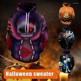 Men's Hoodies Lightweight Hoodie 3D Ghost Print Loose Long Sleeves Halloween Hooded Top For Men Women AIC88