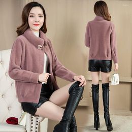 Women's Wool Women's & Blends Women Winter Imitation Gold Velvet Woolen Coat Fashion Female Jacket High Quality Fur Short Casual Large