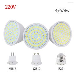 Factory Price LED Spotlight GU10 E27 MR16 Lamp 8W 4W 6W AC 220V 3528SMD 36Leds 54Leds 72Leds White/Warm White Lighting