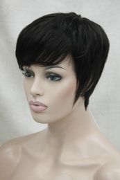 heat resistant darkest brown short straight lady's synthetic hair full wig