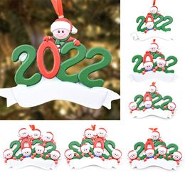 2022 Christmas Family Resin Pendant Ornaments Tree Decorations Santa Claus Family DIY Handwritten Name