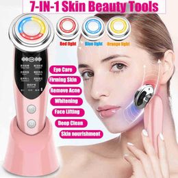 7in1 Ems Face Massager Rf Microcurrent Mesotherapy Electroporation Led Skin Rejuvenation Remover Wrinkle Lifting Beauty 220516