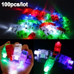 Novelty Games 100 Pcs / Lot LED Finger Lights Glowing Dazzle Colour Laser Emitting Lamps Christmas Wedding Celebration Festival Party decor 220930