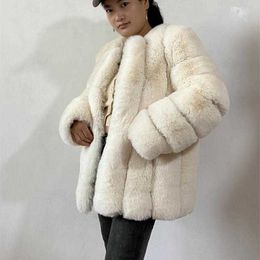 Faux Fur faux New Autumn Winter Coat Women Clothes High Quality overcoat Plus Size Thicken Warm Long Coats Female Y2209