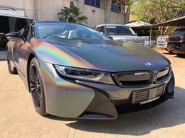 Matte Flip Iridescence Grey Vinyl Wrapping Adhesive Film Sticker Sparkle Laser Grey Car Wrap Roll Foil Air Channel Release DIY Decal