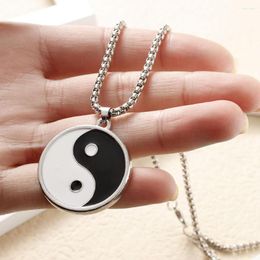 Pendant Necklaces Vintage Men's Stainless Steel Necklace Chinese Style Yin Yang Tai Chi For Male Punk Hip Hop Jewellery Accessories