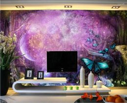 Wallpapers Customised Large-scale 3D Mural Wallpaper Forest Fireflies Butterfly Elf Decoration Fairy Tale Background Wall