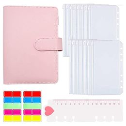 Gift Wrap Budget Binder Envelopes With PU Leather 6 Ring Waterproof Cash System Label Stickers