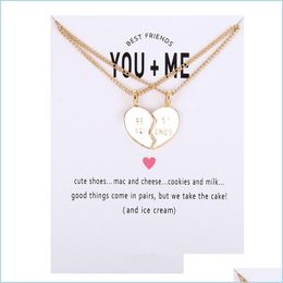 Pendant Necklaces You And Me Friendship Glaze Broken Heart Pendant Necklaces Best Friend Alloy Clavicle Chain Necklace For Girls Jewe Dhl8I