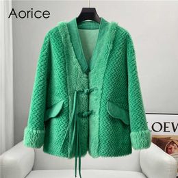 Faux Fur Aorice Women Winter Wool Coat Jacket Female Girl Sheep Shearing Coats Lady Over Size Parka Trench CT243 Y2209