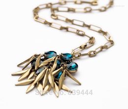 Choker Design Pendants Necklaces Crystal Glass Leaves Pendant Antique Gold Color Fashion Women &
