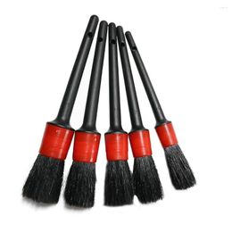 Car Sponge 2022 5PCS Multi-Functional Natural Boar Hair Detailing Brushes Cleaning Tool For Washing Slit Seat Interior Gap Rims