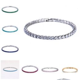 Tennis Tennis Bracelets Jewellery Luxury 4Mm Cubic Zirconia Iced Out Chain Crystal Wedding For Women Men Gold Sier Bracelet Dr Mjfashion Dh0Em