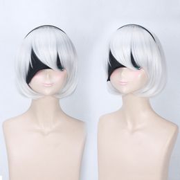 Cosplay Wigs Ghost Silver Ombre Color Black White Synthetic Wigs