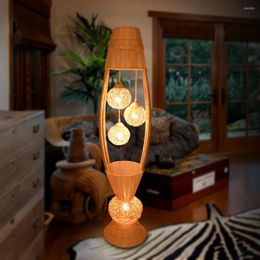 Floor Lamps Modern Simple Southeast Asia Rattan Lamp Living Room Bedroom Study Creative Warm Romantic Wood Japanese Light LO7148