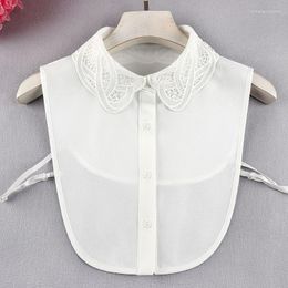 Bow Ties Fashion Versatile Women Wrinkle Resistant Chiffon Embroidery Fake Collar Shirt Formal Dress