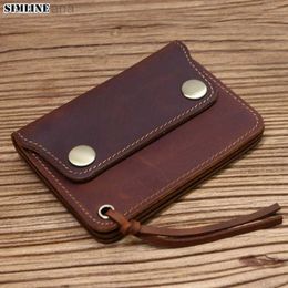 Wallets 100% Genuine Leather Wallet For Men Male Brand Vintage Handmade Short Small Men's Purse Card Holder With Zipper Coin Pocket Bag L220929