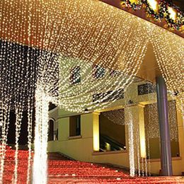 Strings 8x3m 8x4m LED Icicle Curtain String Fairy Lights Christmas Holiday Garlands For Wedding/Party/Curtain/Garden Decorations