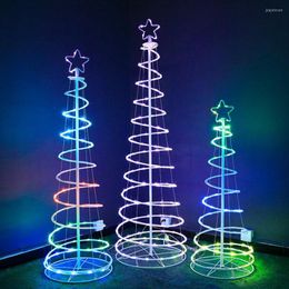 Strings Artificial Christmas Tree With Lights Indoor Light Remote RGB Color Changing Top Star For Valentine's Day