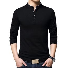 Men's Sweaters BROWON Brand Autumn Casual Mens T Shirts Fashion Sold Color Mandarin Collar Long Sleeve T-Shirt Luxury Plus Size M-5XL 220930