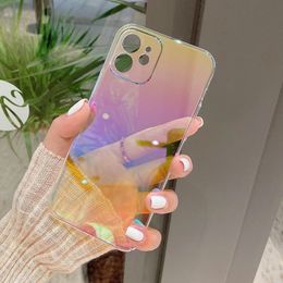 Fashion Rainbow Laser Phone Cases For iPhone 11 12 13 14 Pro Max XS X XR 7 8 Plus Mini SE Luxury PC Bumper Back Cover