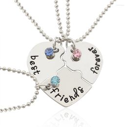 Pendant Necklaces 3 Pieces / Set Of Friends Forever Letter Commemorative Friendship Color Rhinestone Chain Necklace