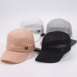 Ball Caps 2022 Women Baseball Cap Female Hollow Mesh Outdoor Adjustable Embroidered White Pink Black Women's Hats Summer Letter M Sunhat