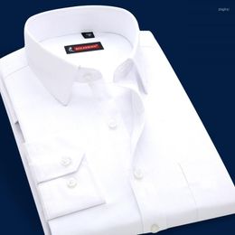 Men's Dress Shirts Men's Long Sleeve White Shirt Brand Business Casual Male Classic Occupation Men Clothing Big Plus Size Blue