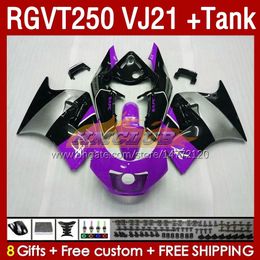 & Tank Fairings Kit For SUZUKI SAPC RGVT250 RGV-250CC 1988-1989 Bodys 159No.157 RGV-250 RGV250 VJ21 RGVT-250 1988 1989 RGVT RGV 250CC 250 CC 88 89 ABS Fairing purple silvery