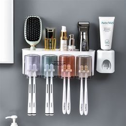 Toothbrush Holders holder wall set toothbrush cup mouthwash toothpaste squeezer tooth household washing table shelf 220929
