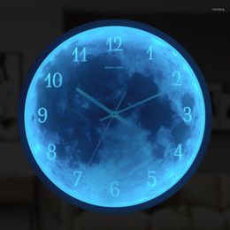 Wall Clocks Moon Clock Led Nordic Metal Golden Black Glass Digital Mute Vintage European Couches For Living Room Reveil Lumineux