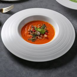 Plates White Ceramic Dinner Plate El Restaurant Exquisite Dishes Decoration Steak Dessert Home Kitchen Round Tableware