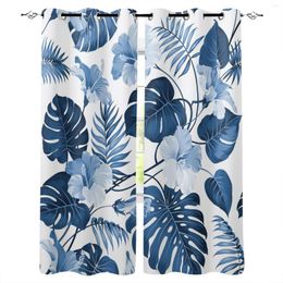 Curtain Palm Branches Leaves Tropical Flowers Blackout For Kids Room Bedroom Window Children