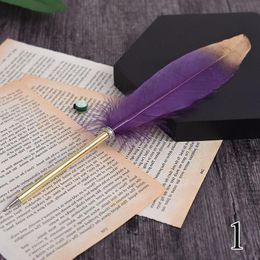 Ostrich Feather Quill Ballpoint Pen For Wedding Gift Signature Pen Birthday Party Gift Home Decoration Office