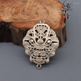 Pendant Necklaces Antique Miscellaneous Ancient Hollowed Out Silver Lock Piece White Copper Gilt Fine Carving Pa