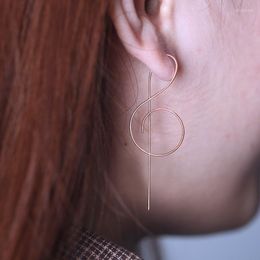 Dangle Earrings Treble Clef Rose Gold Colour Threader Music Note Copper