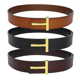 Belts High Quality Designer Men Fashion T Luxury Famous Genuine Leather Belt Jeans Formal Cowskin Black Waist Strap 3.8cm