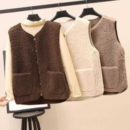 Women's Vests 2021 Spring Autumn Vest Waistcoat Winter Thermal Warm Thick Fleece Sleeveless Jacket Ladies Y2209