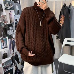 Men's Sweaters E BOY Turtleneck Men Simple Classic Thicken Winter Loose Plus Size M-3XL Pullovers Solid Daily Trendy Slouchy Retro