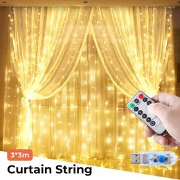 Strings Romantic Curtain Lights Remote Controll Copper String USB Safe Power Room Decorative Wedding Party Holiday Led