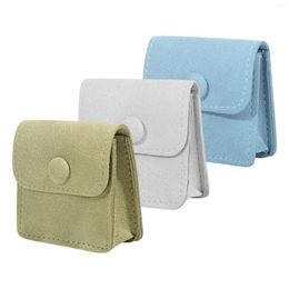 Jewellery Pouches 3x Microfiber Pouch Box With Snap Button Gift Bag Small Faux Packaging Bags For Bracelet Earrings Gifts