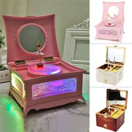 Decorative Objects Figurines Classic Rotating Dancer Ballerina Piano Music Box Clockwork Plastic Jewelry Girls Hand Crank Mechanism Gift For Girl 220930