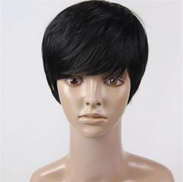 Exclusive for Cross-Border European and American Boys Side Bangs Bobhaircut Black Short Wig Unisex Fashion Wig