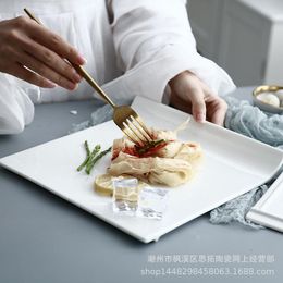 Plates White Ceramic Western Cold Dishes Steak Plate Pasta Sushi Square Cake Flat Tableware